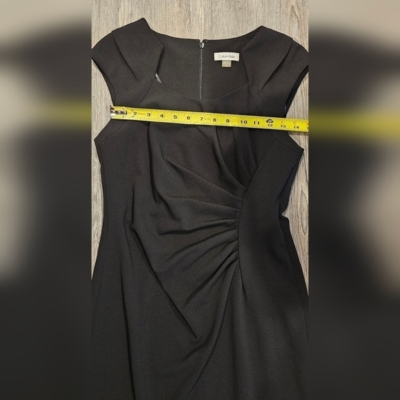 Size 8 | Calvin Klein Square Neck Sheath Midi Dress Fancy Black Dress - Picture 6 of 12